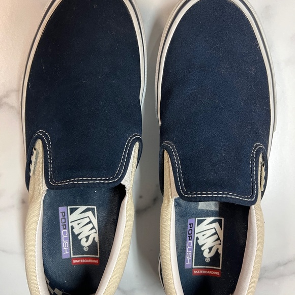 Vans Skater Slip-On Dress Blues/Turtledove PopCush Blue Suede/Cream Canvas